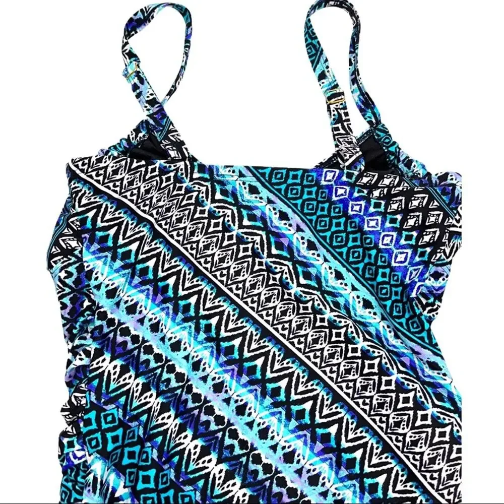 SWIMSUITS FOR ALL blue one piece women size 8DD/F